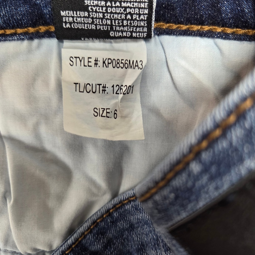 Kut from the Kloth Stella Flare Jeans Womens 6 Fray Hem Mid Rise Denim STAIN - Picture 12 of 12